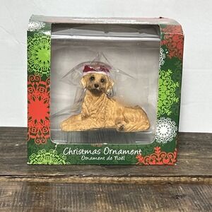Golden Retriever Dog Christmas Ornament Santa Hat Festive Holiday Sandicast